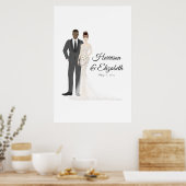 Poster Illustration Couple Mariage Guest Book Alternative (Cuisine)