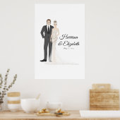 Poster Illustration Couple Mariage Guest Book Alternative (Cuisine)