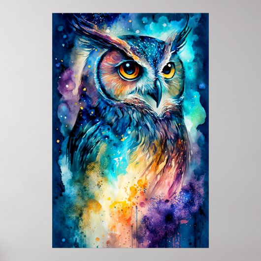 Poster Illustration créative de hibou perché (Devant)
