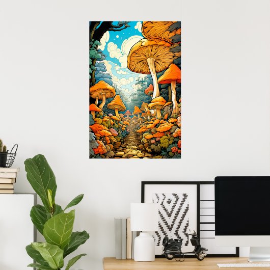 Poster Illustration créative de la forêt de champignons A (Bureau à domicile)