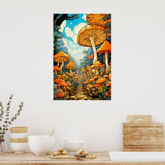 Poster Illustration créative de la forêt de champignons A (Cuisine)