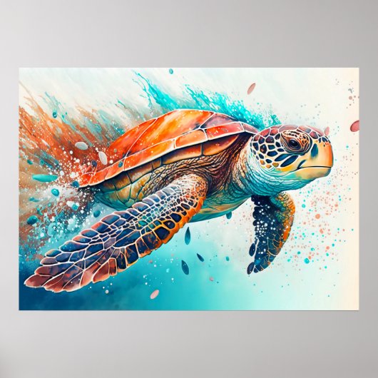 Poster Illustration créative de tortue de natation (Devant)