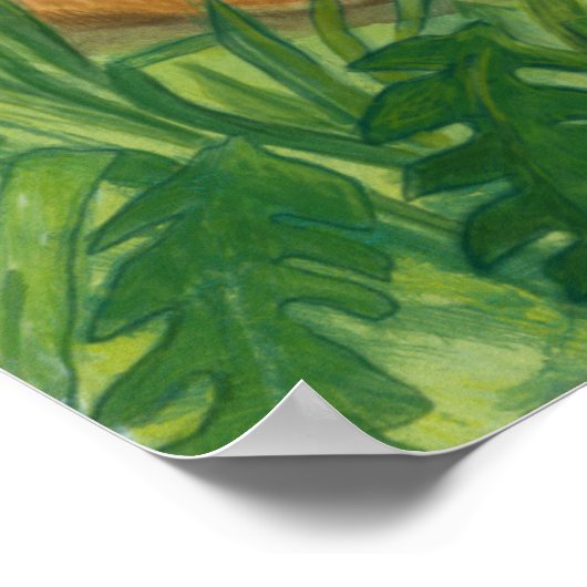 Poster Illustration creusée dans l'herbe (Coin)