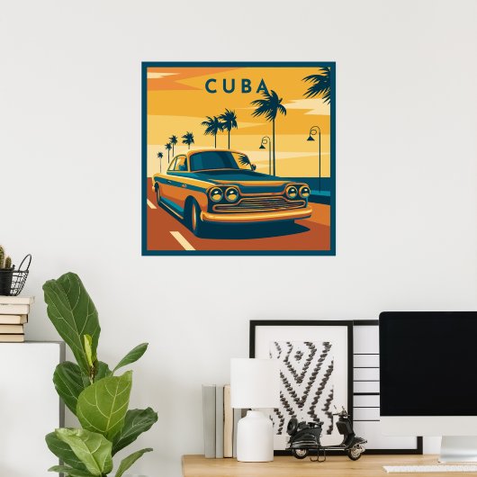 Poster Illustration Cuba (Bureau à domicile)