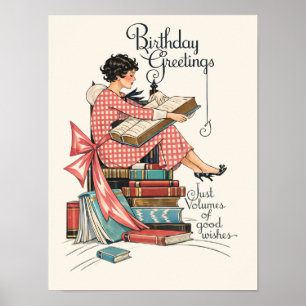 Poster Illustration d'anniversaire pour amateur de livres