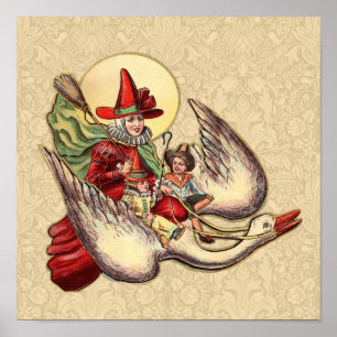 Poster Illustration d'antiquité de Mère Goose Child