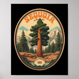 Poster Illustration d'arbre du parc national de Sequoia R