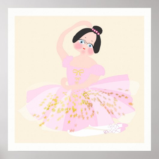 Poster Illustration d'art de ballerine rose. (Devant)