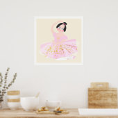 Poster Illustration d'art de ballerine rose. (Cuisine)
