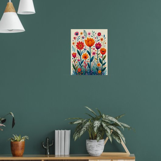 Poster Illustration d'art de fleurs colorées, (Salon 1)
