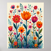 Poster Illustration d'art de fleurs colorées, (Devant)