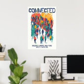 Poster Illustration d'art de foule Communauté connectée (Bureau à domicile)