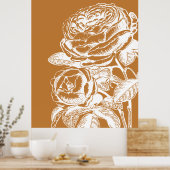 Poster Illustration d'art de la ligne florale en moutarde (Cuisine)