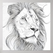 Poster Illustration d'art de la nature sauvage de Lion (Devant)