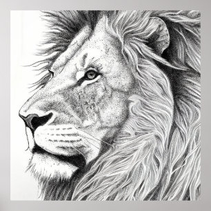 Poster Illustration d'art de la nature sauvage de Lion