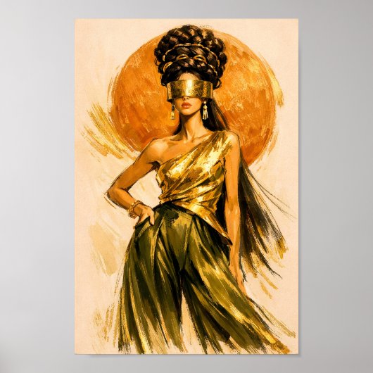 Poster Illustration d'art de mode solaire Déesse dorée (Devant)