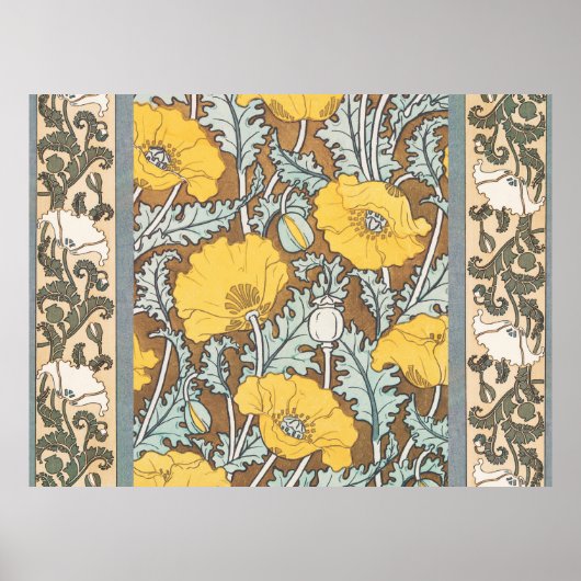 Poster illustration d'art de pavot fleur jaune (Devant)