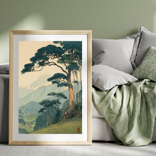 Poster Illustration d'art de paysage japonais Vintage