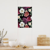 Poster Illustration d'art de roses vintage (Cuisine)