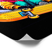 Poster Illustration d'art de skateboard de mouffette funk (Coin)