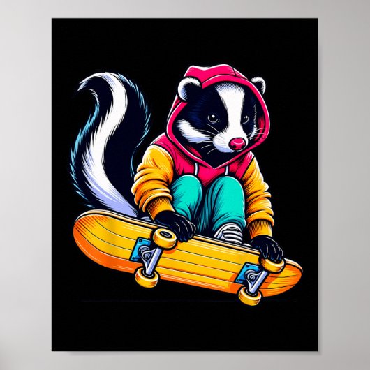 Poster Illustration d'art de skateboard de mouffette funk (Devant)