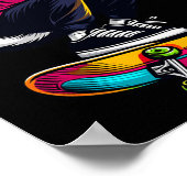 Poster Illustration d'art de skateboard de mouffette funk (Coin)