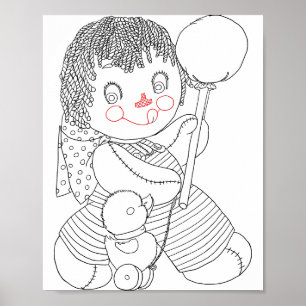 Poster Illustration d'art dessinée à la main de canard jo