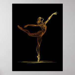 Poster Illustration d'art en ligne d'une danseuse de ball