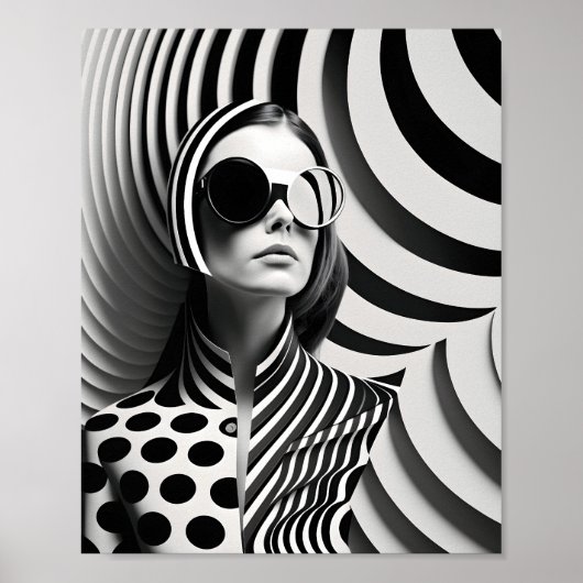 Poster Illustration d'art féminin en noir et blanc tendan (Devant)