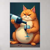 Poster Illustration d'art moderne de chat ivre de luxe (Devant)