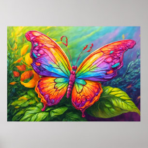 Poster Illustration d'art papillon rétro