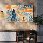 Poster Illustration d'art populaire fantaisiste de mère e