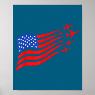 Poster Illustration d'avion patriotique drapeau américain