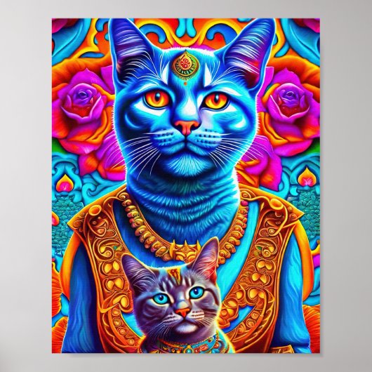 Poster Illustration de 2 chats bleus (Devant)