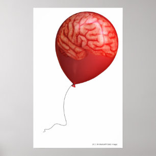 Poster Illustration de ballon avec un cerveau superposé