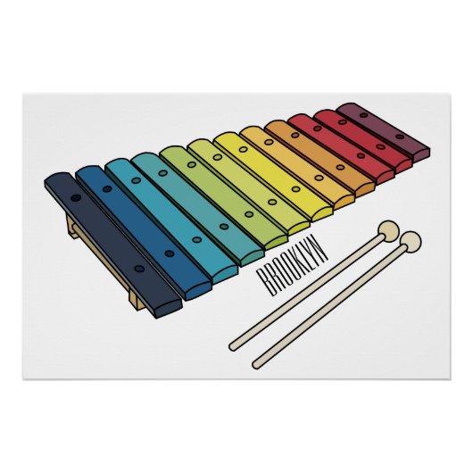 Poster Illustration de bande dessinée en Xylophone (Devant)
