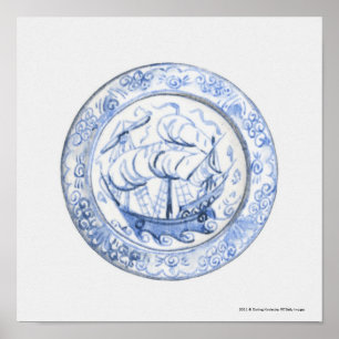 Poster Illustration de bateau de plat du 16ème siècle