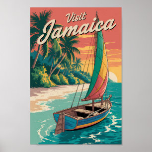 Poster Illustration de bateau Jamaïcain Art de voyage Vin