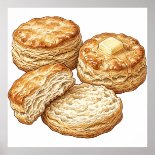 Poster Illustration de biscuits au babeurre du Sud