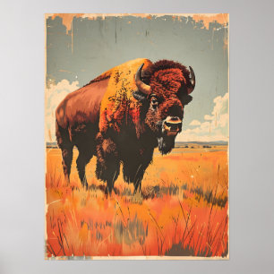 Poster Illustration de bison vintage