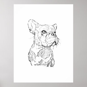 Poster Illustration de Bouledogue Français, Personnalisé