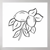 Poster Illustration de branche de citron fantaisiste dess (Devant)