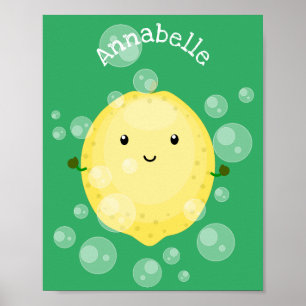 Poster Illustration de bulles de caricatures de citron mo