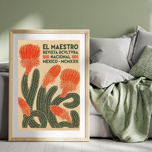 Poster Illustration de cactus vintage | Art d'affiche mex