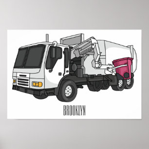 Poster Illustration de camion à ordures