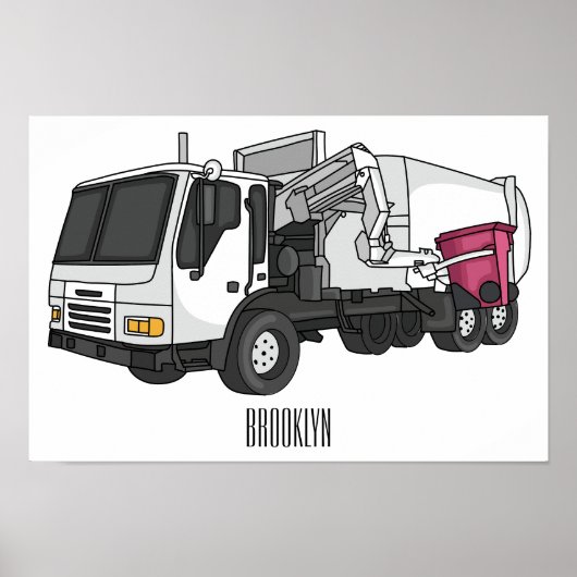 Poster Illustration de camion à ordures (Devant)