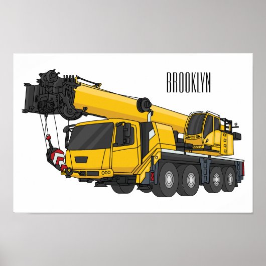 Poster Illustration de camion de grue (Devant)