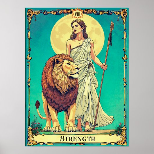 Poster Illustration de carte de tarot, Force (Devant)