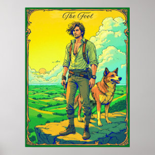 Poster Illustration de carte de tarot, Le Fou
