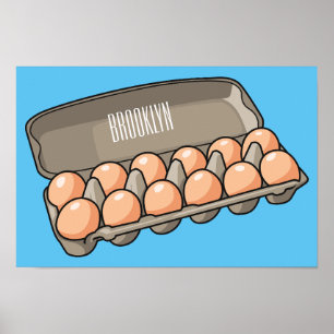 Poster Illustration de carton d'oeufs
